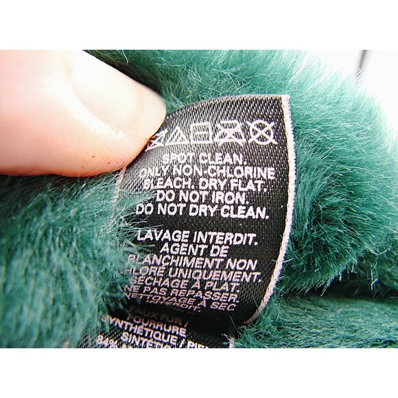 Victoria's Secret Green Slippers Womens Small Faux Fur Slides Pearl Accents Soft - Picture 7 of 9